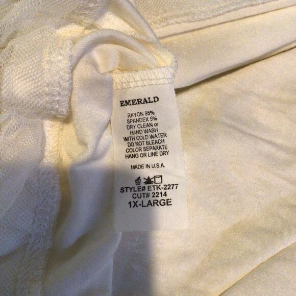 Emerald Ivory Racer Back Lace on Hem Underslip or Undershirt Size 1X - Picture 6 of 6